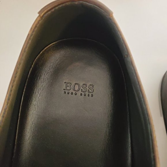 HUGO BOSS MEN'S BROWN LEATHER DERBY - Picture 8 of 9